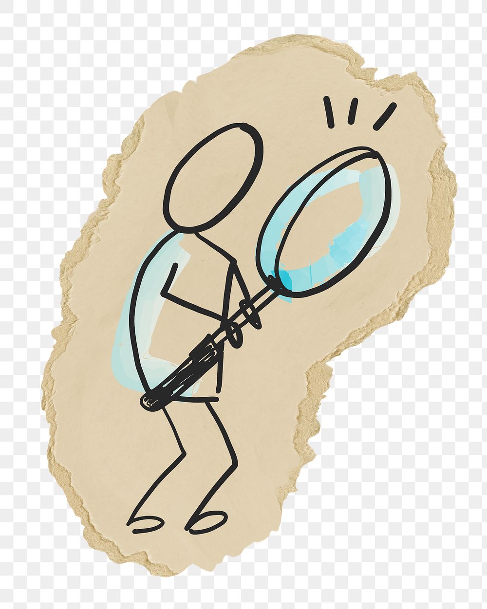 Magnifying glass png doodle sticker, transparent background