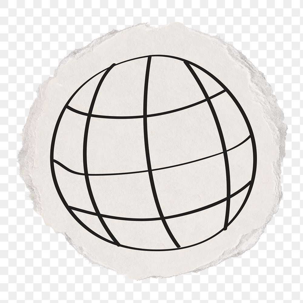 Grid globe doodle png sticker, transparent background
