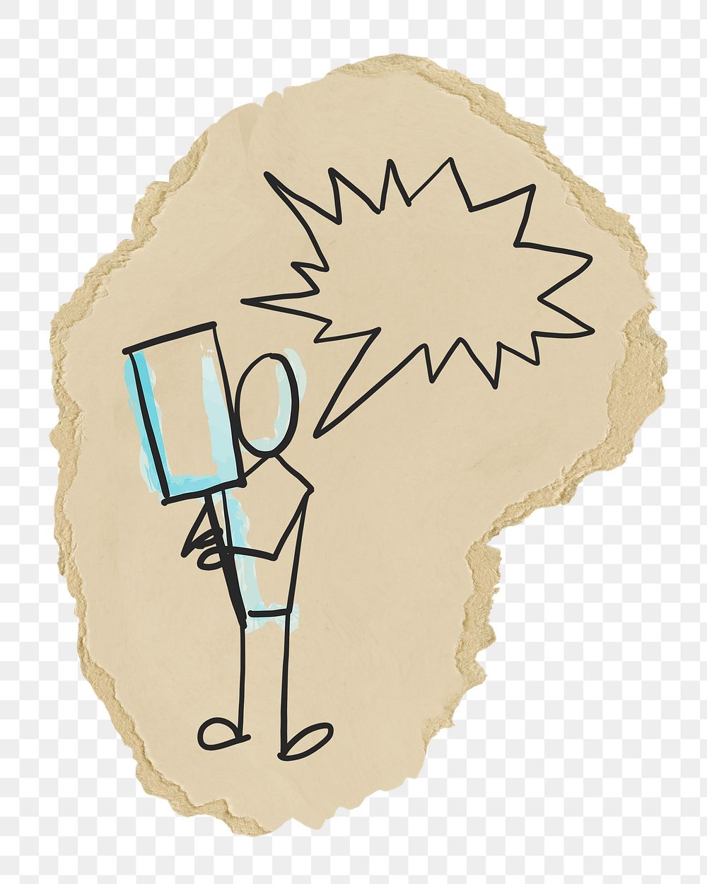 Person protesting doodle png sticker, transparent background