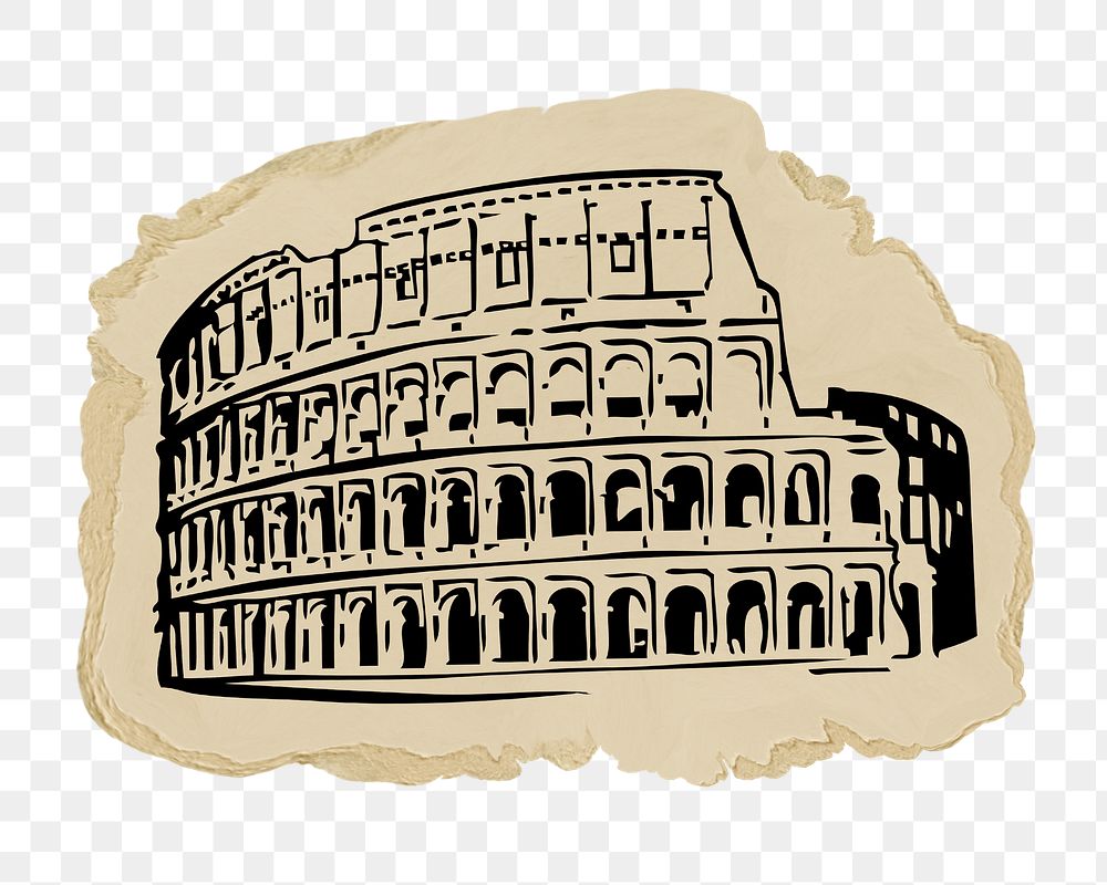 The Colosseum png sticker, ripped paper, transparent background