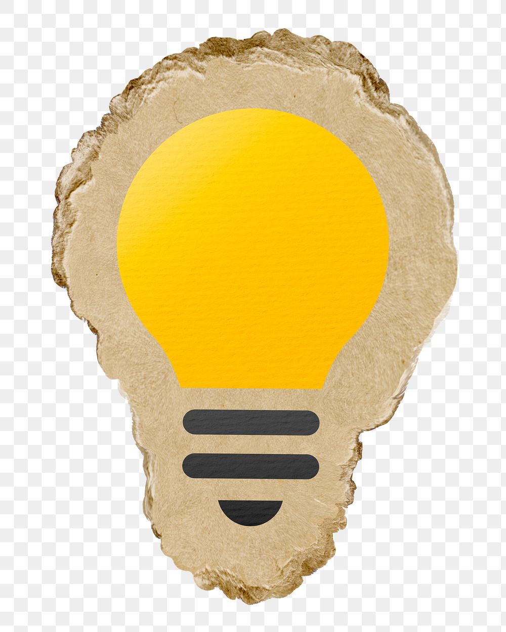 Light bulb png sticker, ripped paper, transparent background