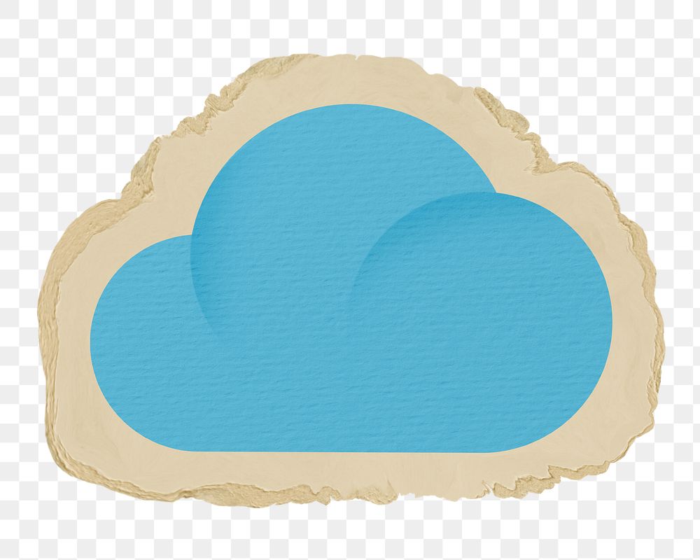 Blue cloud png sticker, ripped paper, transparent background