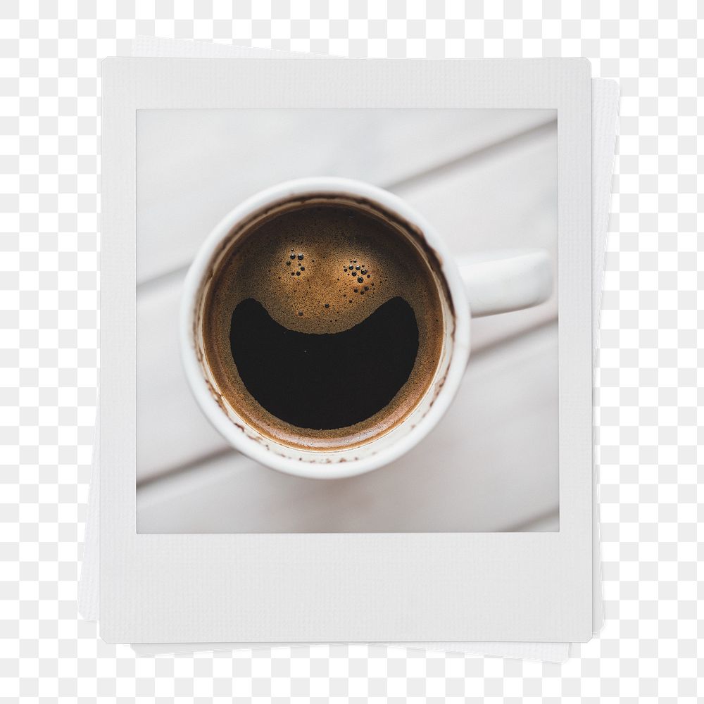 Espresso coffee png instant photo sticker, beverage aesthetic on transparent background