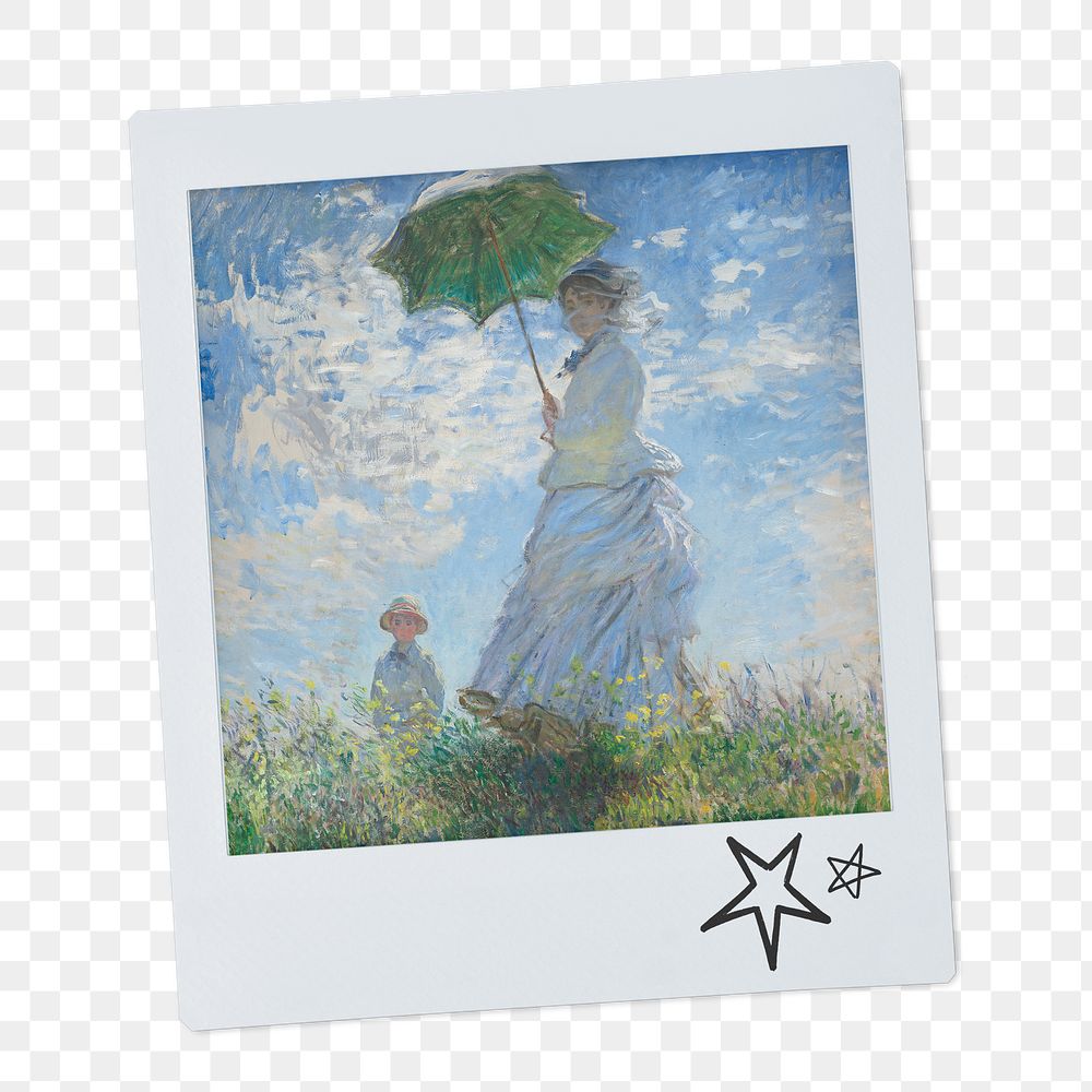 Claude Monet's png Madame Monet and Her Son instant photo, transparent background, remixed by rawpixel