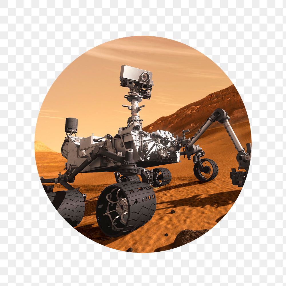 Curiosity rover png badge sticker, space exploration photo, transparent background