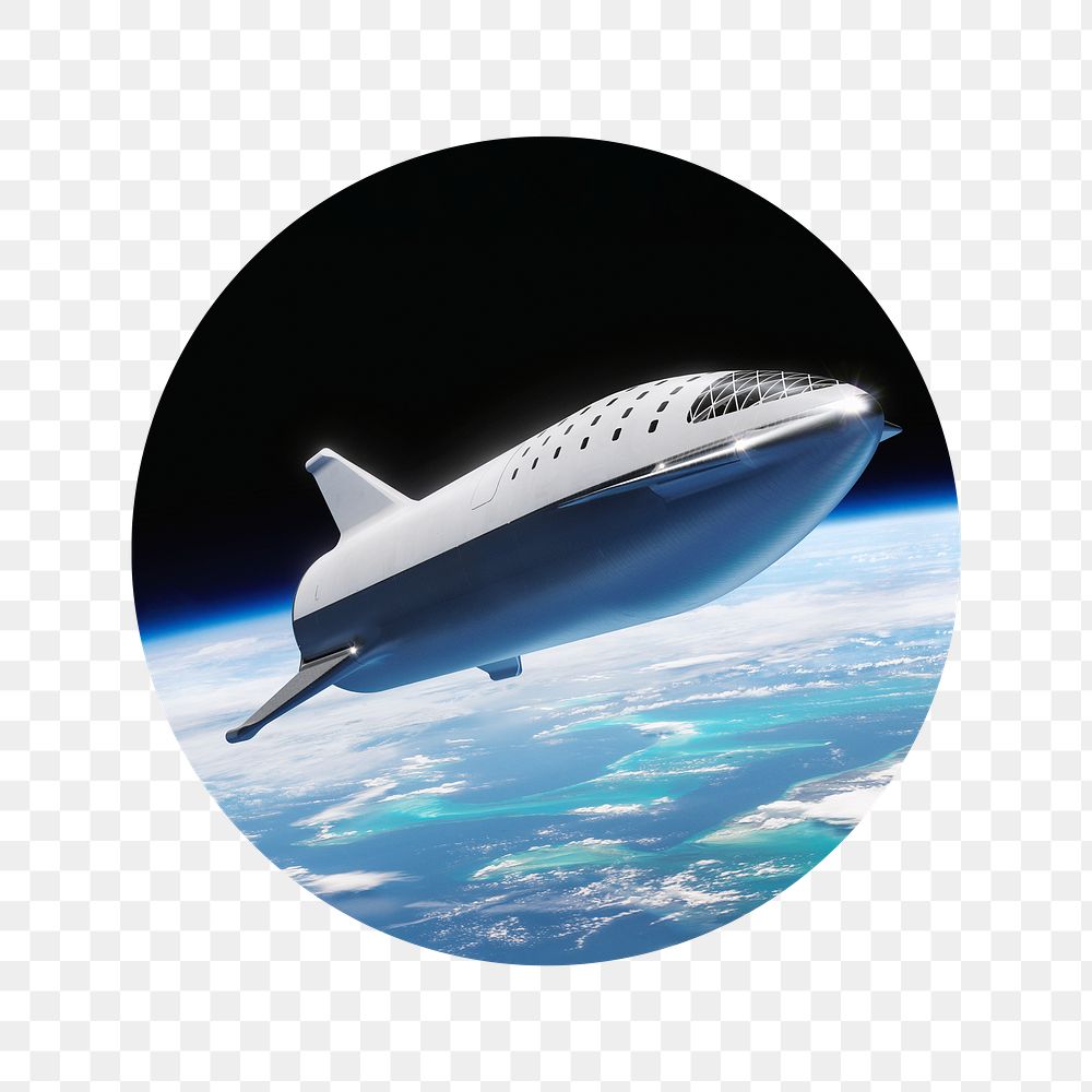 Starship separation png badge sticker, space travel photo, transparent background