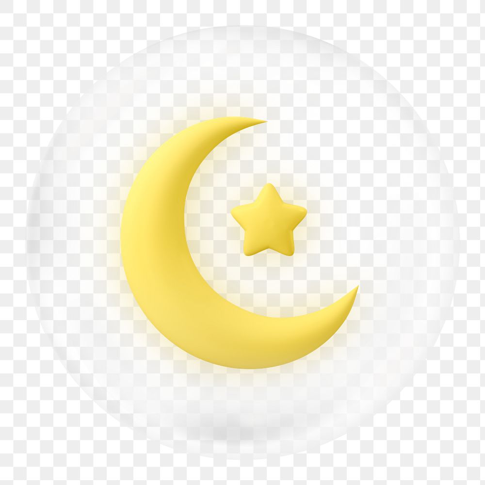 Star and crescent  png sticker, Islamic symbol symbol in bubble, transparent background