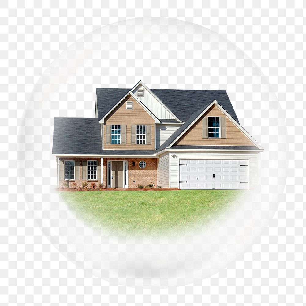 House png sticker, real estate bubble concept art, transparent background