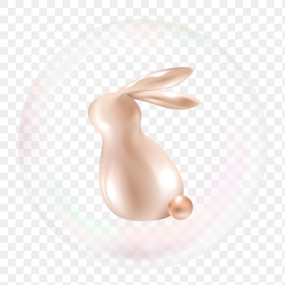 3D bunny png sticker, animal in bubble, transparent background