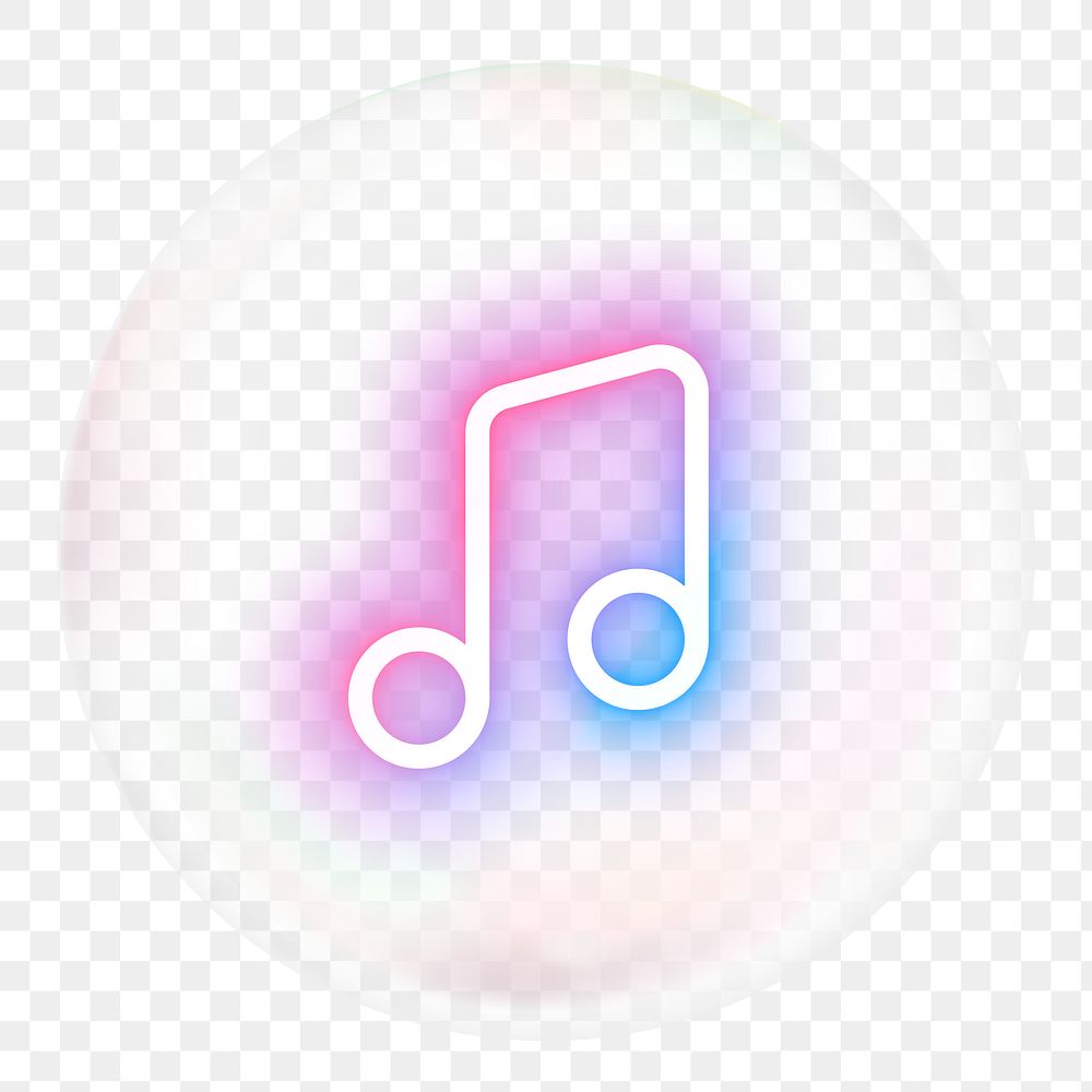 Music note png  sticker, neon icon in bubble, transparent background