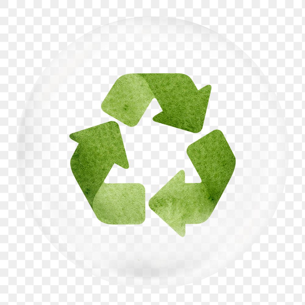 Recycle symbol png sticker, environment icon in bubble, transparent background