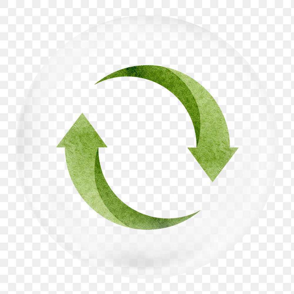 Recycle symbol png sticker, environment icon in bubble, transparent background