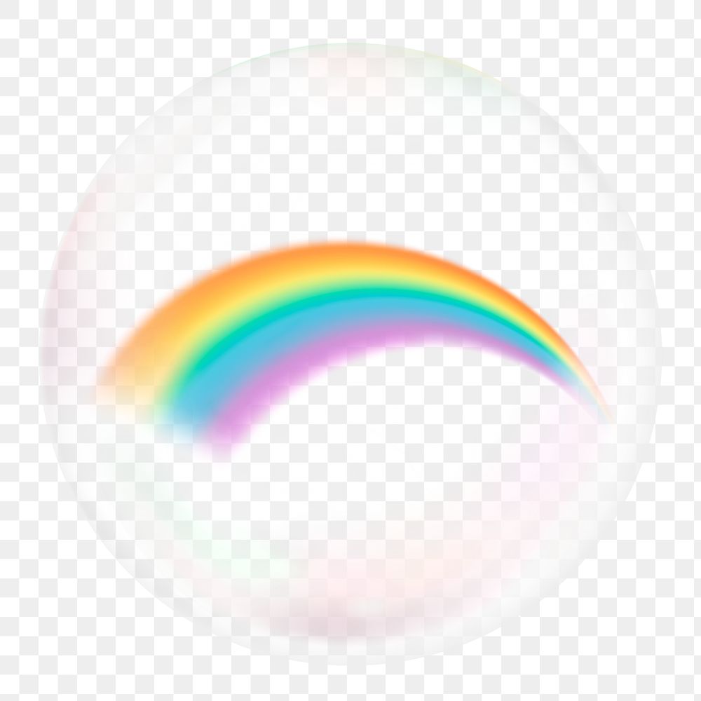 Rainbow png in bubble sticker, weather graphic, transparent background
