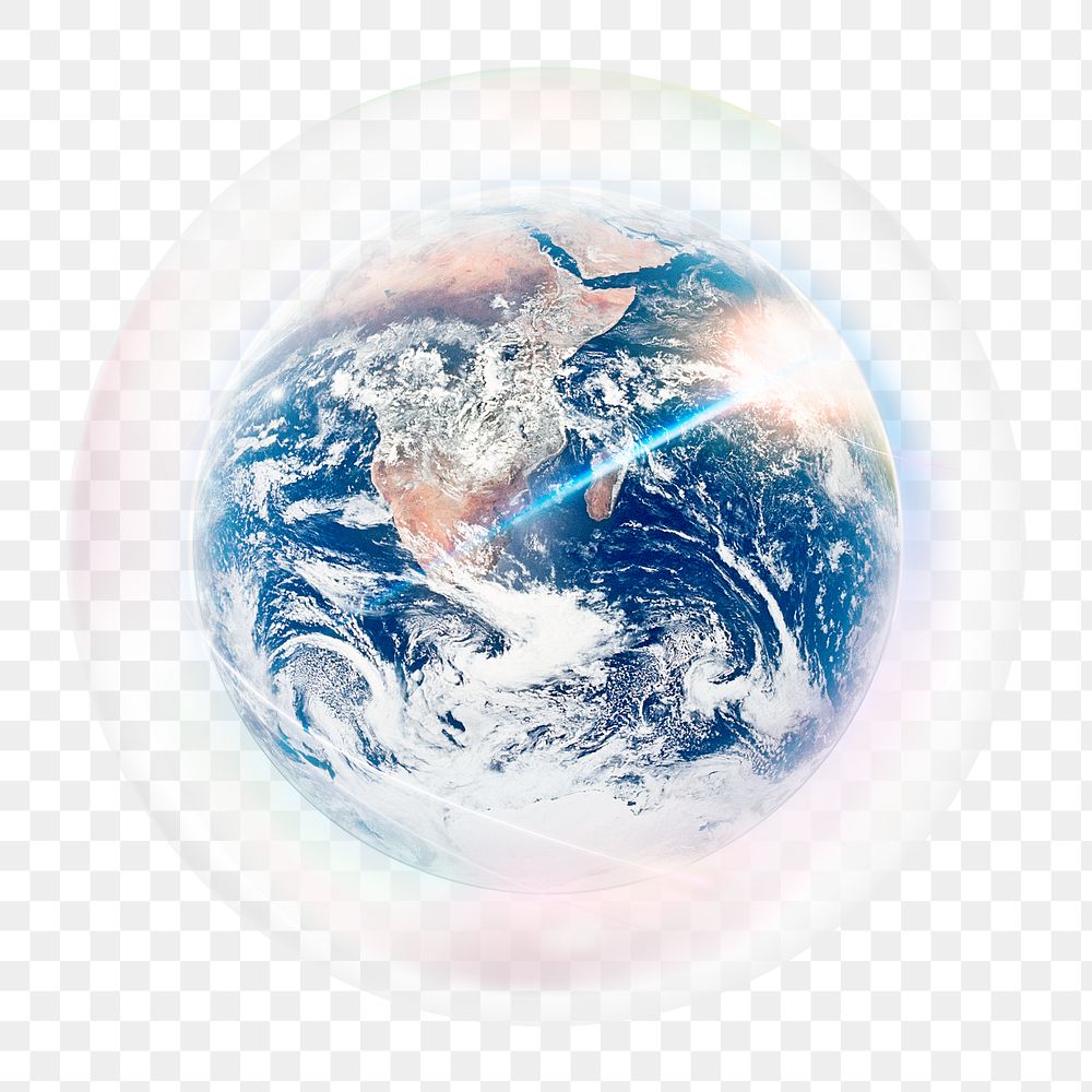 Planet Earth png sticker, environment bubble, transparent background