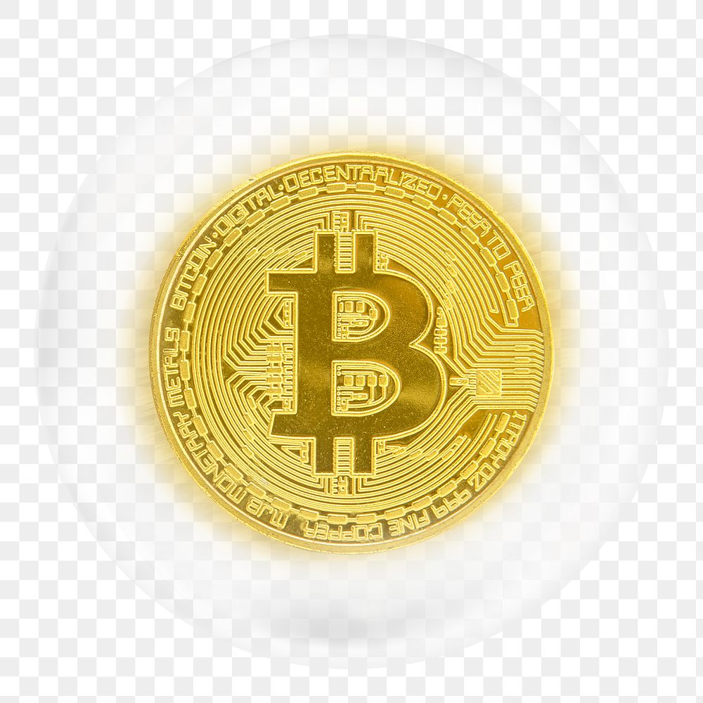 Bitcoin cryptocurrency png sticker, business finance bubble, transparent background