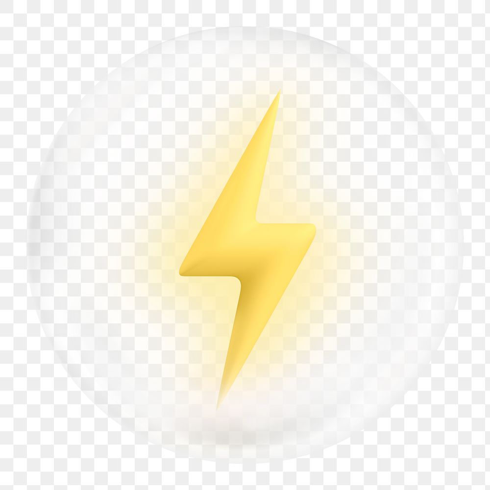 Lightning bolt png 3D sticker, electricity, power, environment icon, transparent background