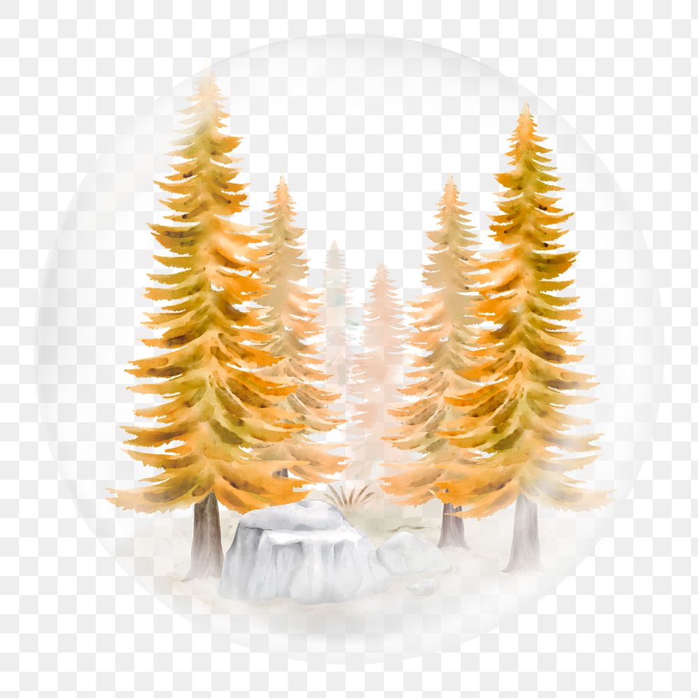 Autumn forest png sticker, watercolor nature illustration in bubble, transparent background