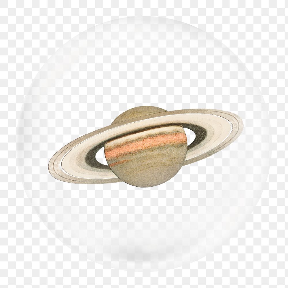 Planet Saturn png sticker, galaxy bubble, astronomy graphic, transparent background