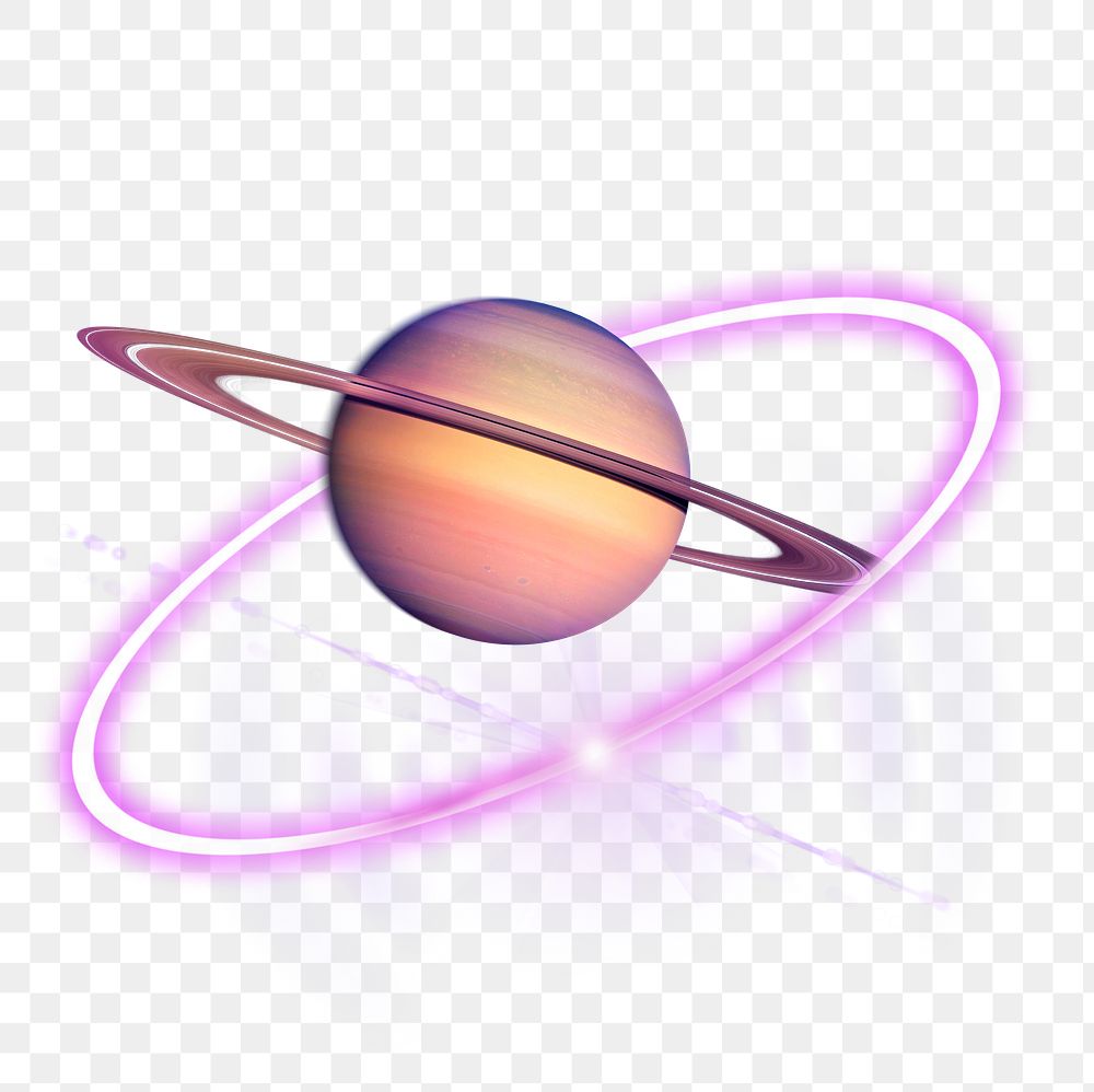 Digital saturn png, outer space technology collage element in transparent background