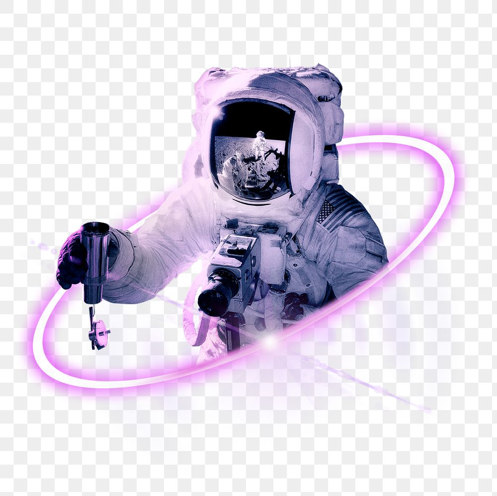 Digital astronaut png, outer space technology cut out in transparent background