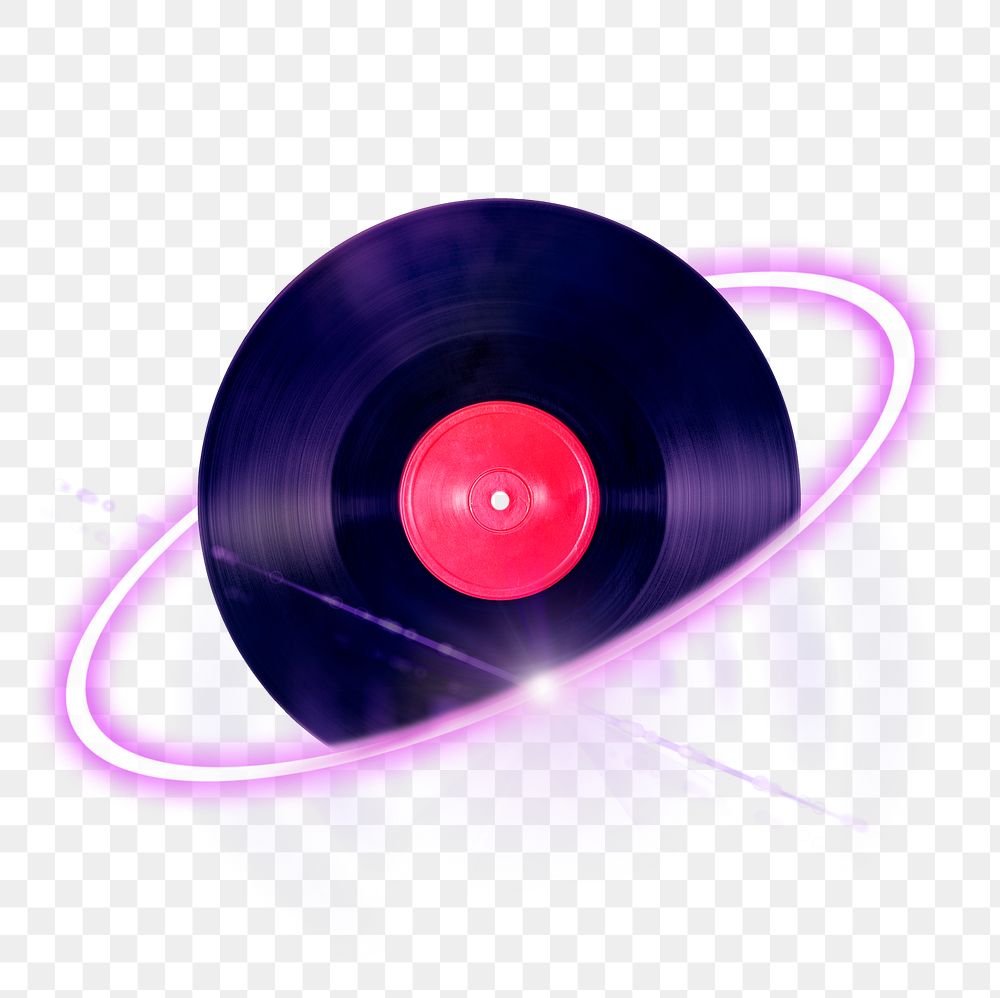 Record vinyl png, vintage music object, technology digital sticker in transparent background