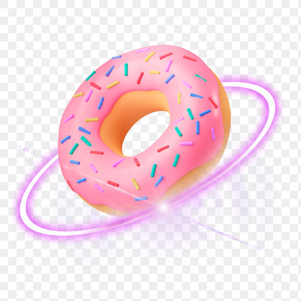 Donut png, 3D digital sticker, technology graphic in transparent background