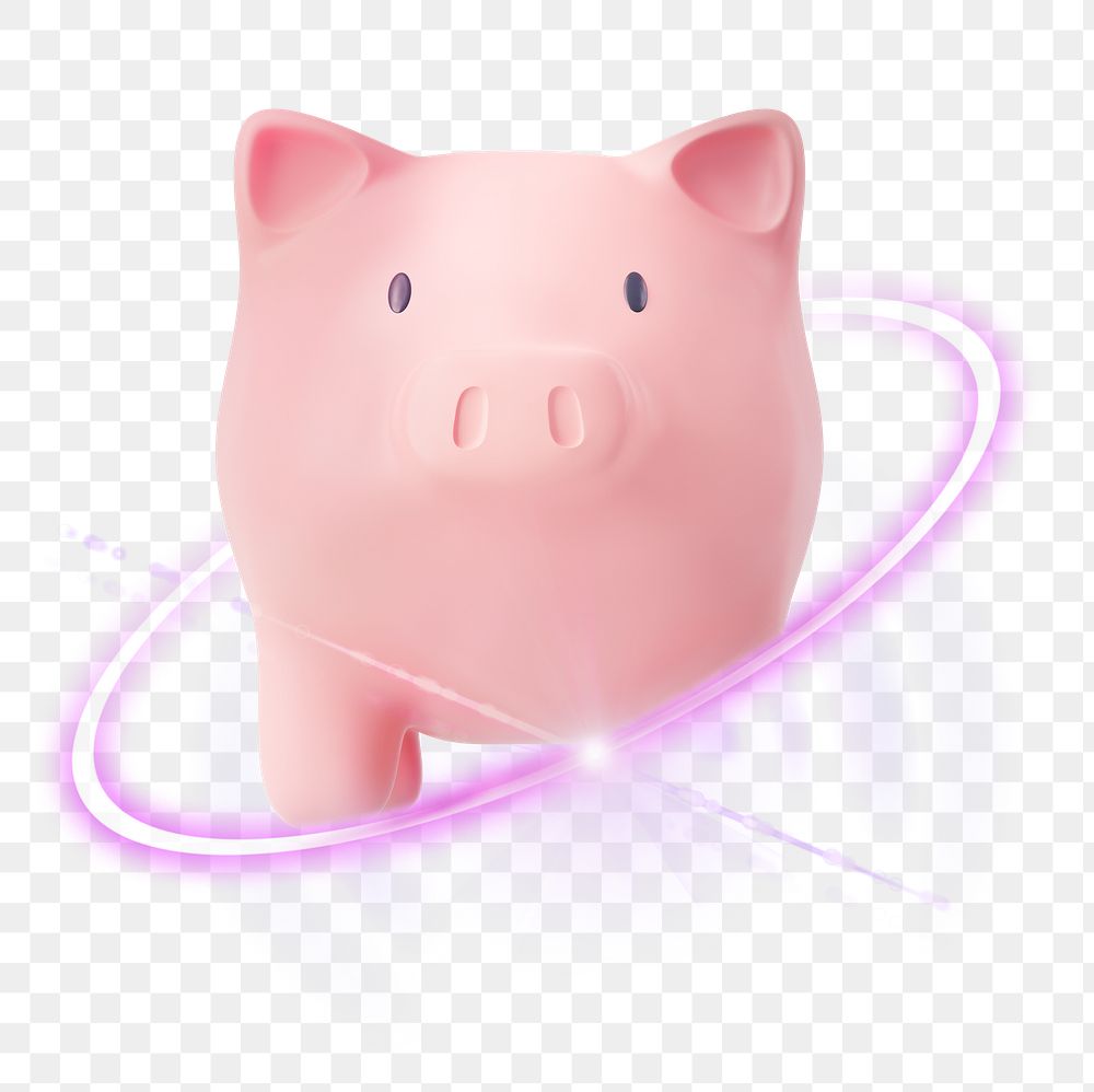 Piggy bank png, 3D digital sticker, technology graphic in transparent background