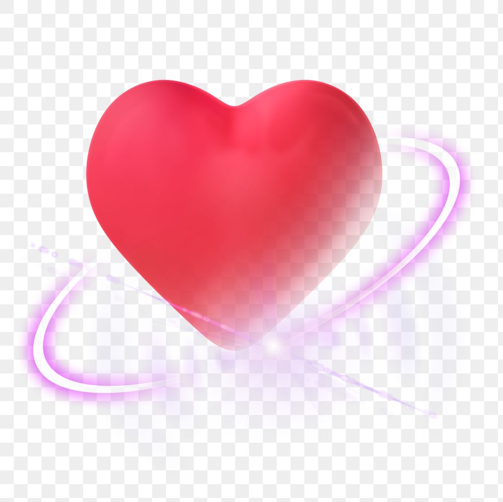Heart png, 3D digital sticker, technology graphic in transparent background
