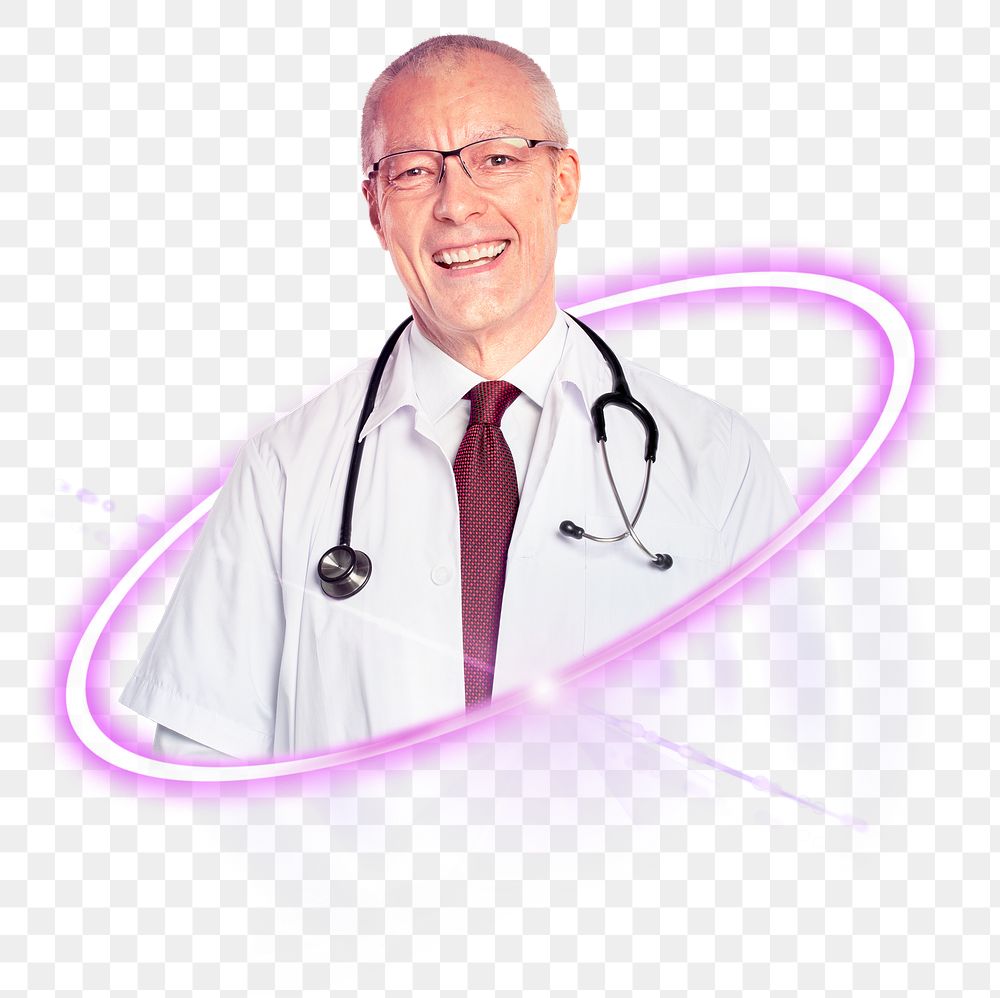 Male doctor png, medical tech digital sticker in transparent background