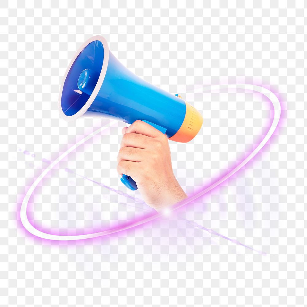 Megaphone png, marketing campaign and announcement, digital sticker in transparent background