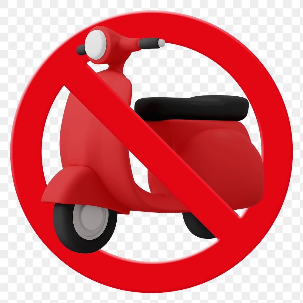 Forbidden sign png symbol, no scooter, transparent background