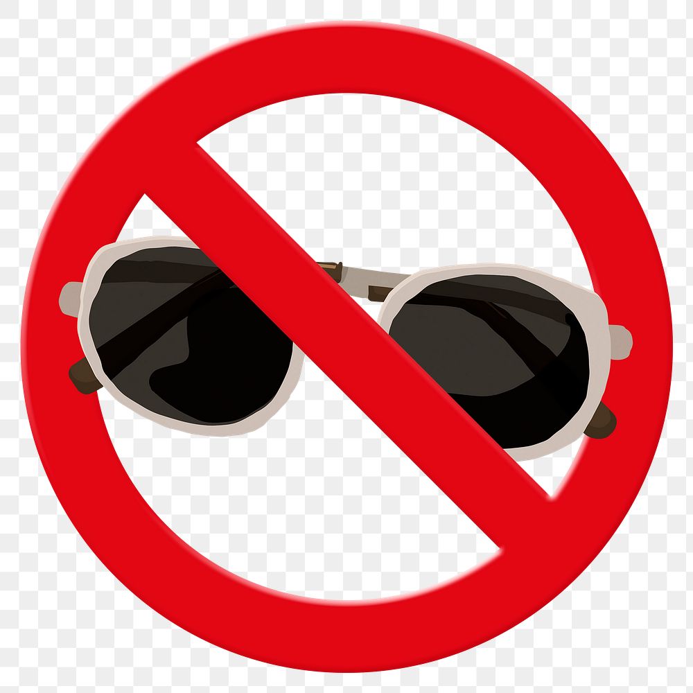 Forbidden sign png symbol, no sunglasses, transparent background