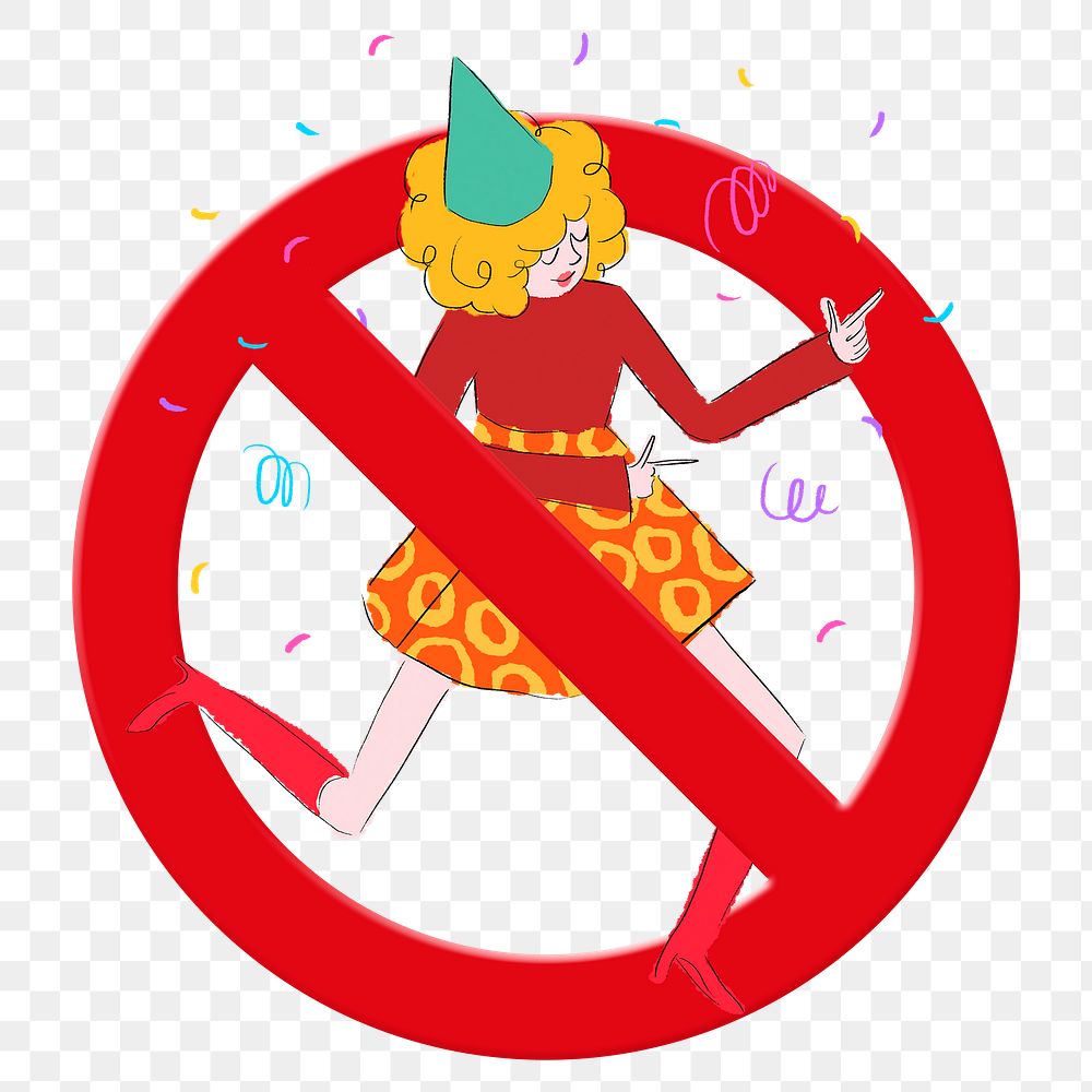 Forbidden sign png symbol, no dancing, transparent background