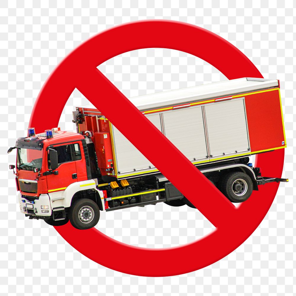 No truck png sticker, forbidden sign on transparent background