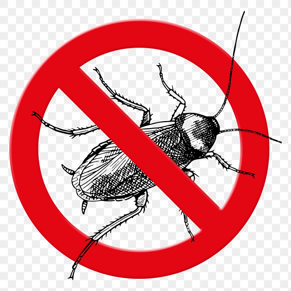 No cockroach png clip art, forbidden sign on transparent background