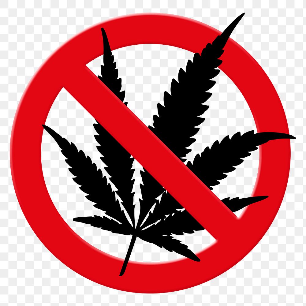 No cannabis png clip art, forbidden sign on transparent background