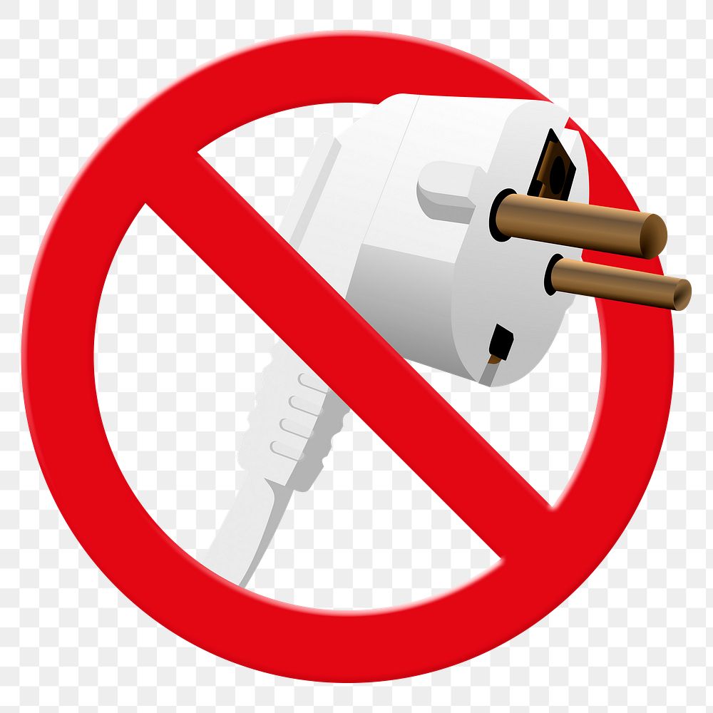 No plug png clip art, forbidden sign on transparent background