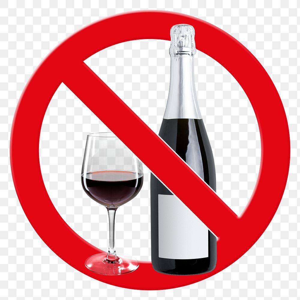 No alcohol png sticker, forbidden sign on transparent background