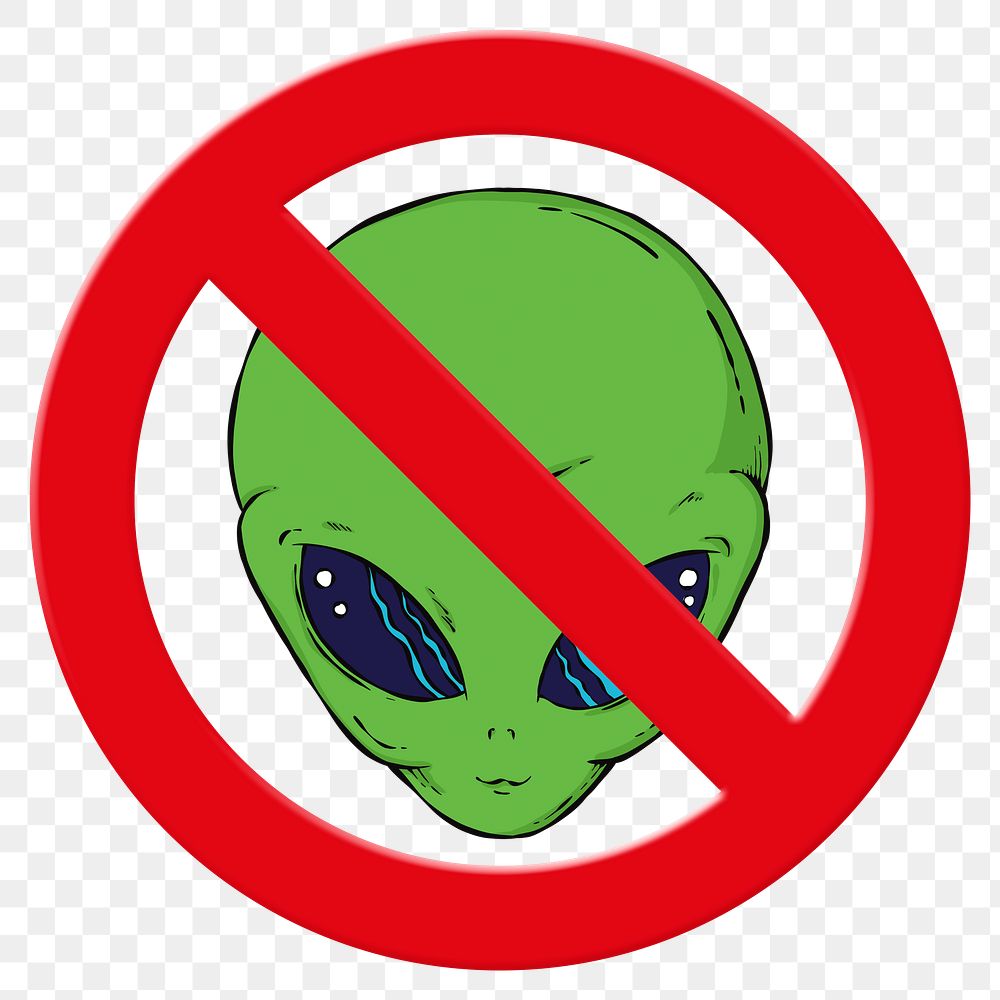 No alien png clip art, forbidden sign on transparent background