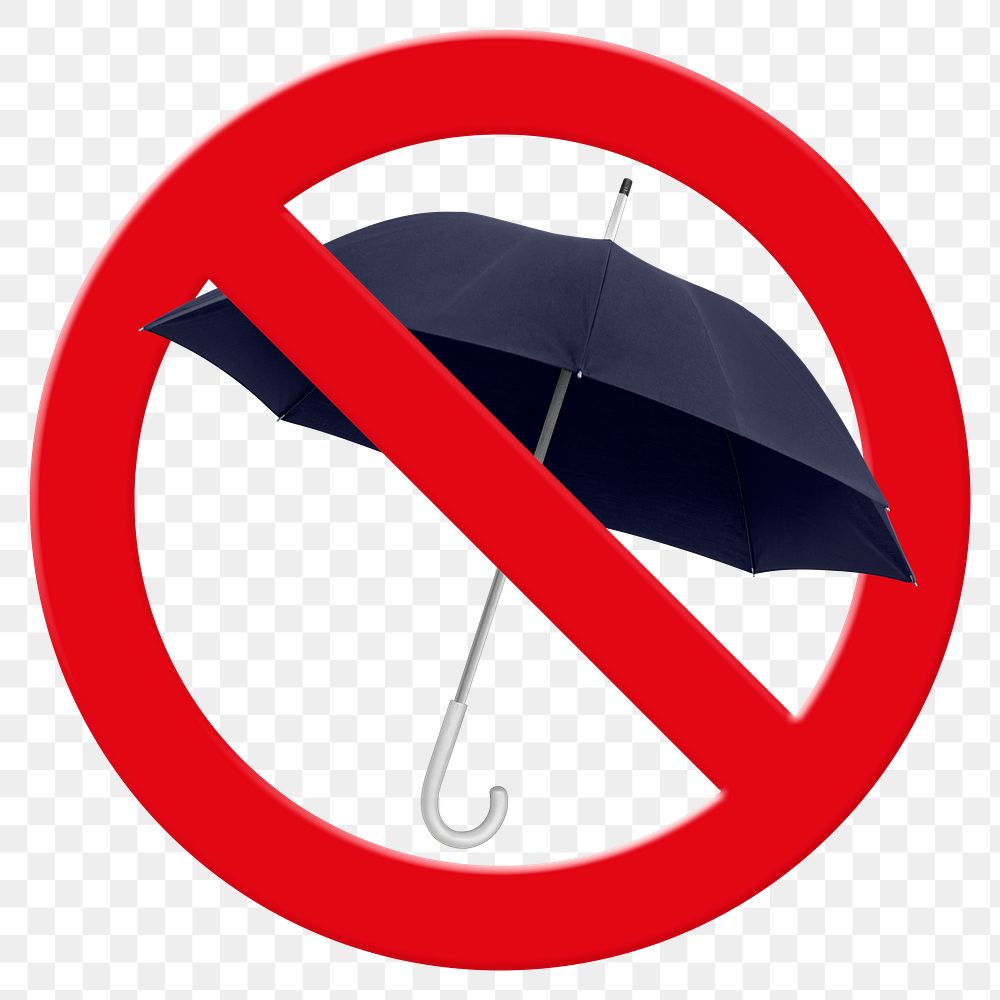 No umbrella png sticker, forbidden sign on transparent background