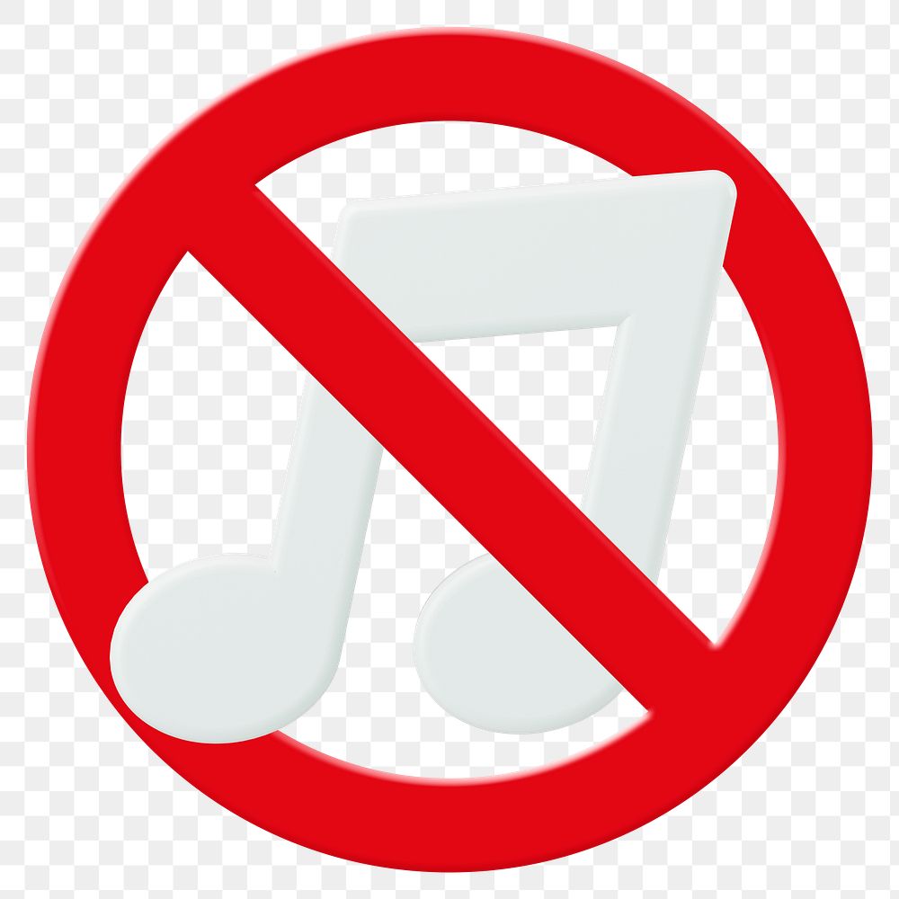 No music png clip art, forbidden sign on transparent background