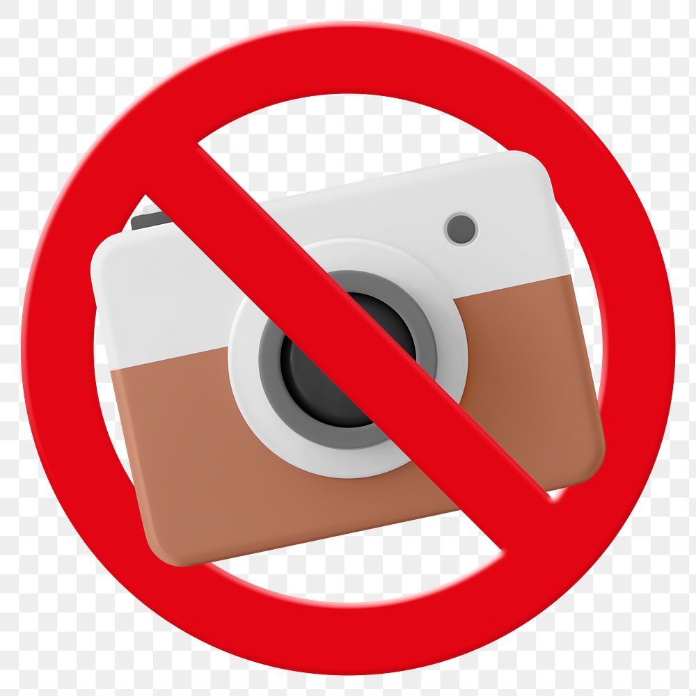 Forbidden sign png symbol, no camera, transparent background