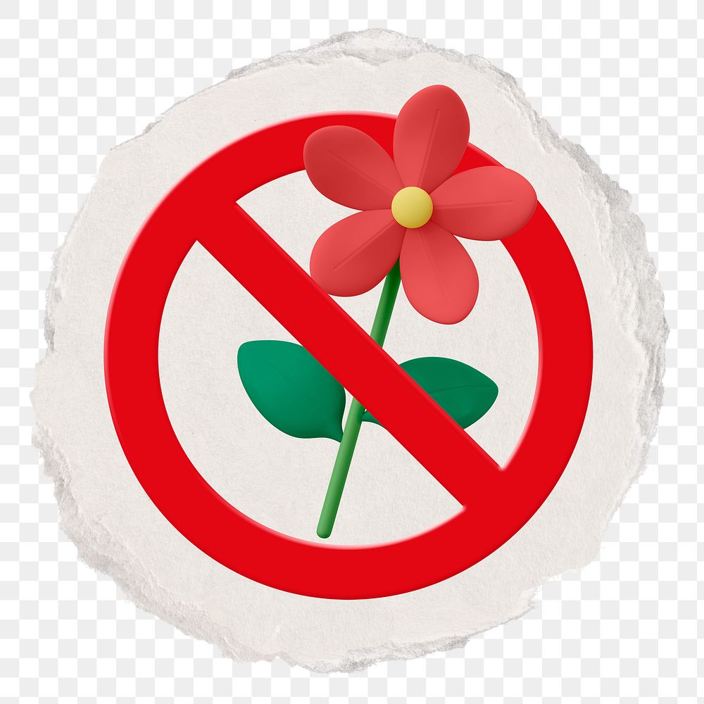 No picking please png symbol, forbidden sign on transparent background, ripped paper badge