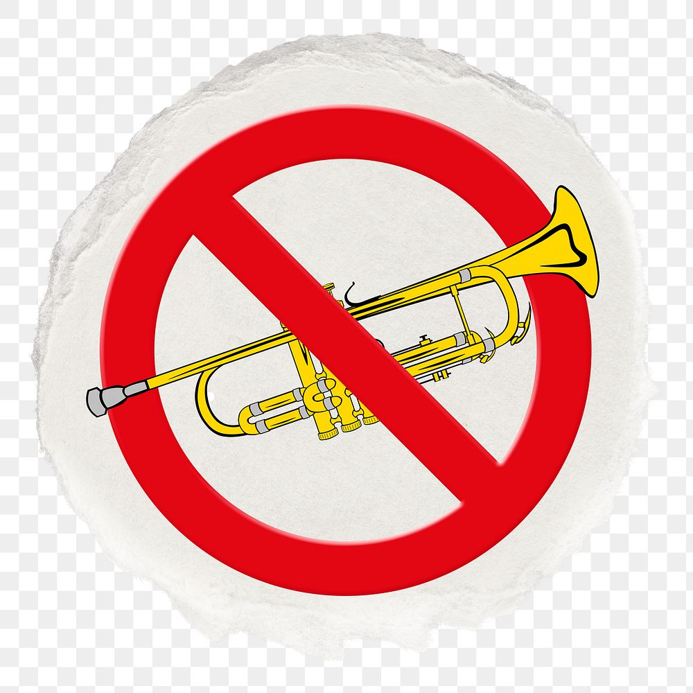 No honking png symbol, forbidden sign on transparent background, ripped paper badge