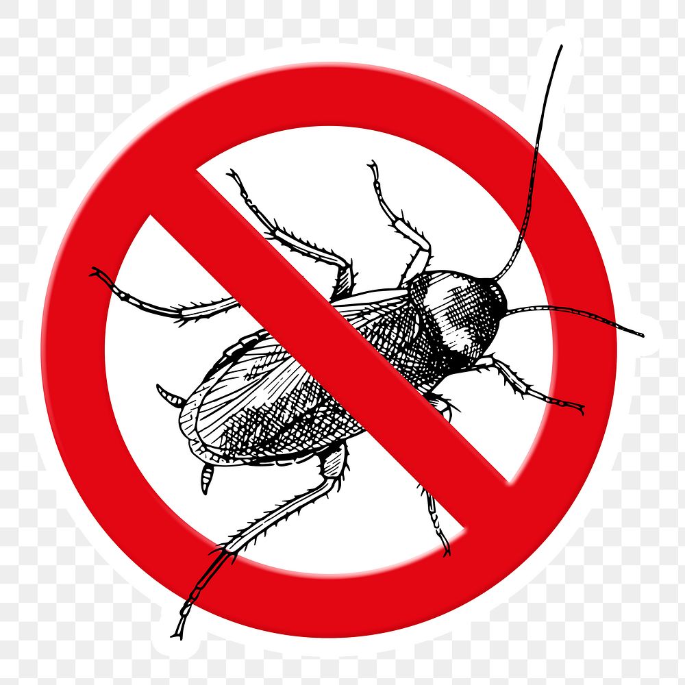 No cockroach png symbol, forbidden sign on transparent background