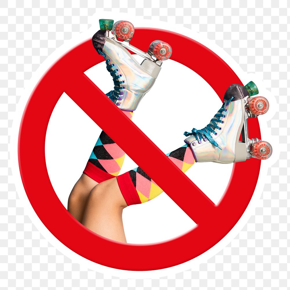 No roller skate png symbol, prohibition sign on transparent background
