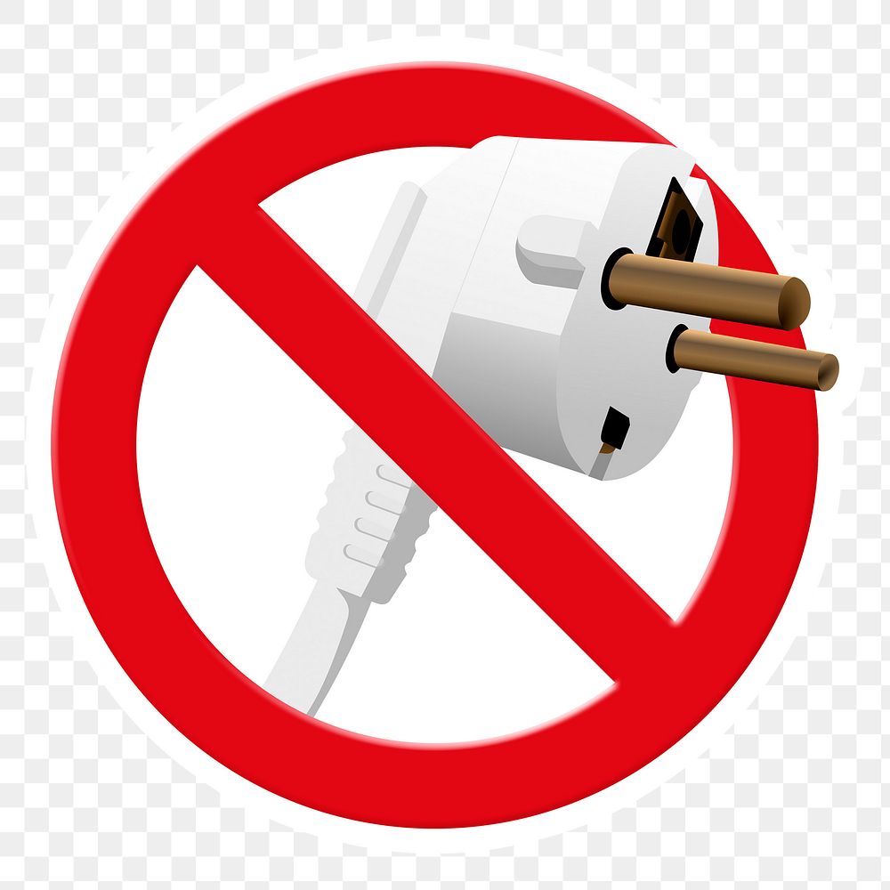 No plug png symbol, forbidden sign on transparent background