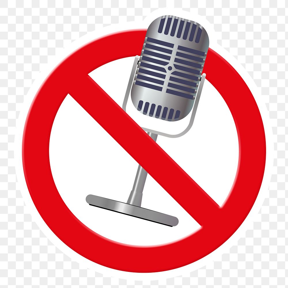 No microphone png symbol, forbidden sign on transparent background