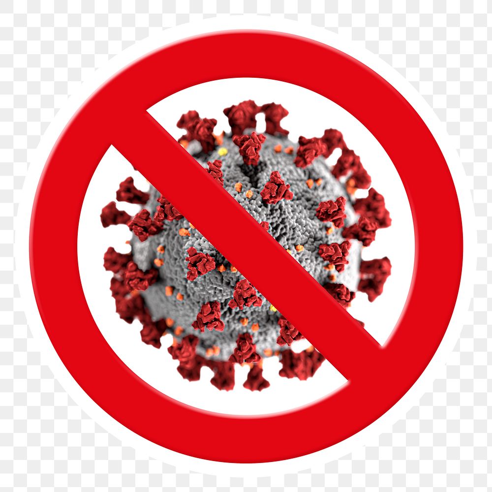 No bacteria png symbol, forbidden sign on transparent background
