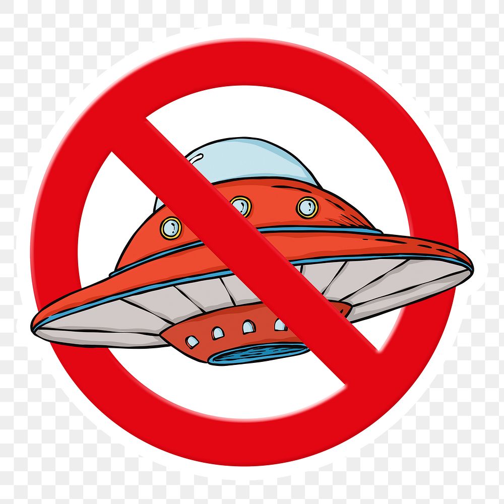 No ufo png symbol, forbidden sign on transparent background